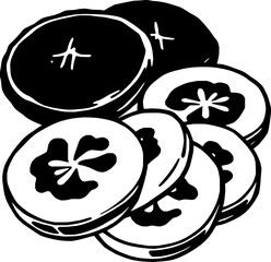 Sliced Fruit Illustration Black And White Design Of Apple Slices