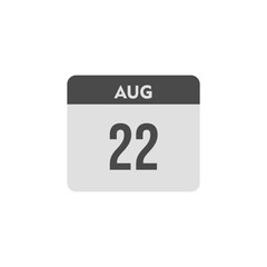 calender icon, 22 august icon with white background