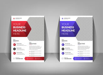 Obraz premium Corporate business flyer template design set, modern business flyer template, abstract business flyer and creative design, flyer in A4 template, Flyer, flyers, leaflet, magazine, modern flier. 