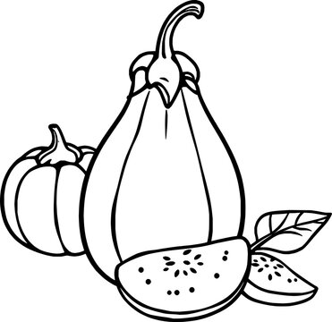 black and white eggplant and pumpkin clip art preview