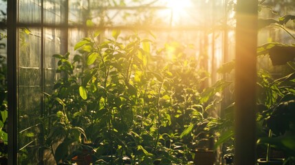 Obraz premium Sunlight Through Greenhouse