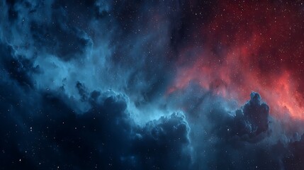 Fototapeta premium Cosmic clouds of blue and red nebulae
