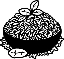 Bowl of Cooked Rice with Fresh Herbs Garnish