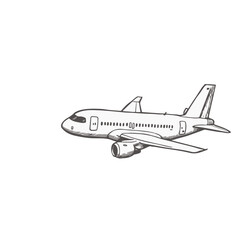 Airplane illustration flying in a sketch style on a white background  