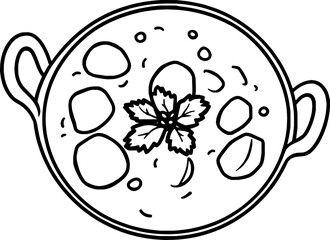 Delicious Yellow Curry in a Serving Bowl Garnished with Herbs