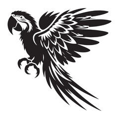 Sharp-Lined Macaw silhouette – Macaw illustration – Minimalist Macaw vector – Bird silhouette

