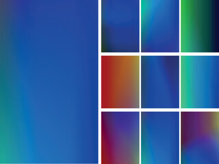 Naklejka premium Assortment of blue gradient squares, modern color palette, digital design elements