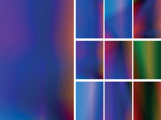 Obraz premium Collection of abstract gradient textures, various vibrant colors, modern digital backgrounds