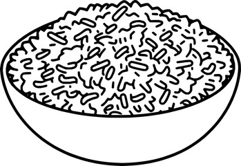 Simple Line Drawing Of A Bowl Of Cooked Rice