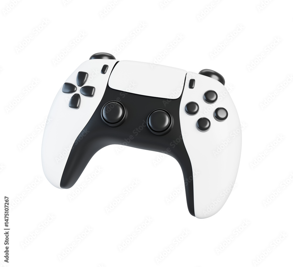 Aufkleber video game console control joystick 3d render. realistic remote wireless controller, white gamepad w