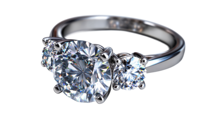 Elegant diamond ring with large center stone and side accents