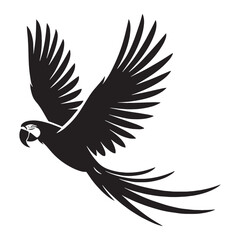 Stylized Macaw silhouette with iconic form – Macaw illustration – Minimalist Macaw vector – Bird silhouette

