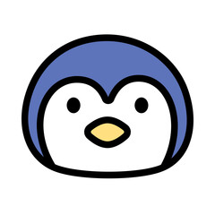 Penguin head cartoon vector illustration. Cure penguin icon.