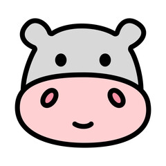 Hippo cartoon vector illustration. Animal face cartoon vectors.