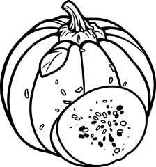 Green Squash with Yellow Slice and Basil Leaf