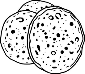 Line Art Illustration Of Two Round Flatbreads