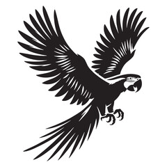 Bright Macaw silhouette with long tail detail – Macaw illustration – Minimalist Macaw vector – Bird silhouette

