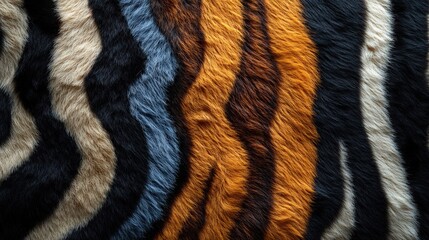 Faux animal print fabric texture.  Multicolored, wavy stripes