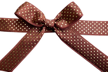 red ribbon with polka dots bow isolated on white background