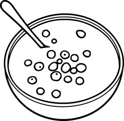 Bowl Of Creamy Cereal With Spoon Top View