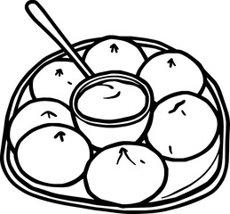 Steamed Buns Served on a Plate with Creamy Dip