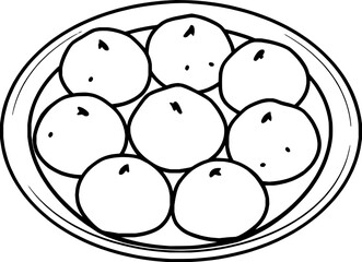 Round Sweet Treats on a Plate A Simple Line Drawing