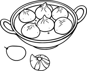 Delicious Dumplings in Spicy Orange Sauce Garnish