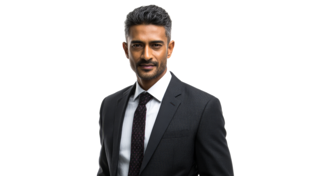 Confident man in formal attire posing with a neutral expression - Powered by Adobe