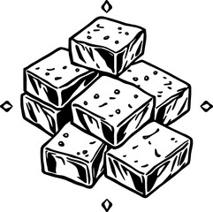 Stack of Cubic Sugar Cubes Black and White Design