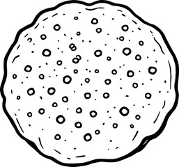 Simple Line Drawing Of A Round Flatbread With Holes