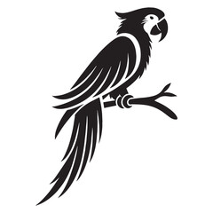 Detailed Macaw silhouette with expressive wings – Macaw illustration – Minimalist Macaw vector – Bird silhouette

