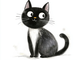 Charming charcoal cat. Whimsical black kitty