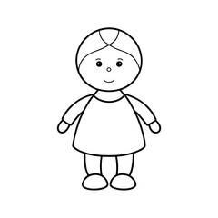 Cute Baby Doll Line Art Vector Illustration