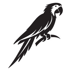 Perched Elegance Macaw silhouette – Macaw illustration – Minimalist Macaw vector – Bird silhouette

