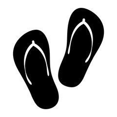 Pair of black flip flops footwear isolated on a white background