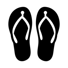 Black and White Flip Flop Icon Illustrating Summer and Beach Wear