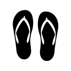 Black and White Minimalist Illustration of a Pair of Summer Flip Flops
