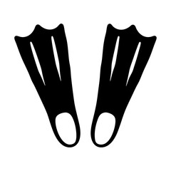 A pair of black diving fins or flippers on a white background