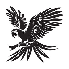 Obraz premium Vibrant Macaw silhouette in mid-call – Macaw illustration – Minimalist Macaw vector – Bird silhouette