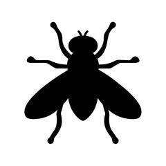 Black silhouette of a fly isolated on a white background illustration