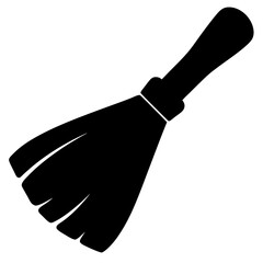 A stylized silhouette of a broom, depicting a household cleaning tool