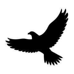 Black silhouette of an eagle soaring through the sky with powerful wings