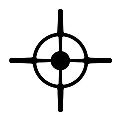 Obraz premium Black crosshair target icon with circle and central dot illustration