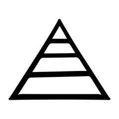 Simple fourlayered pyramid design with black outline isolated on white background
