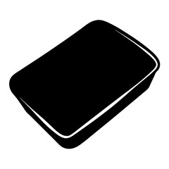 Solid black vector depiction of a rectangular baking pan or food container