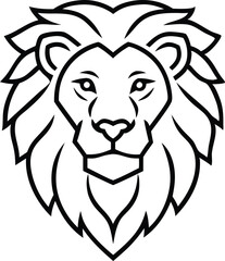 Fototapeta premium High detail flat vector icon of a lion head line art with smooth edges 