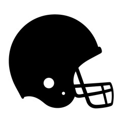Black and white silhouette of an American football helmet with faceguard