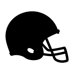 Black silhouette of an American football helmet, side view, isolated