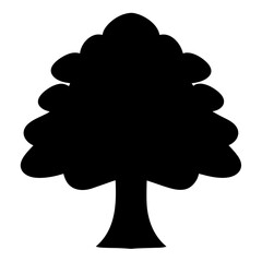 A Simple Black Silhouette of a Tree with Rounded Leaves Design