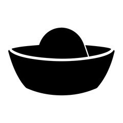 Isolated Silhouette of a Sailor Hat with Circular Brim and Crown